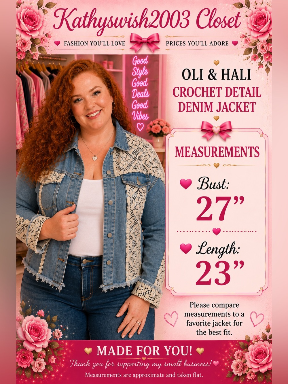 Oli & Hali Blue Jean Jacket with Unique Pattern and Frayed Hem - Picture 4 of 16